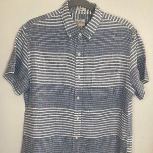 J.Crew Short-sleeve Baird McNutt Irish linen Grey Stripe M Slim